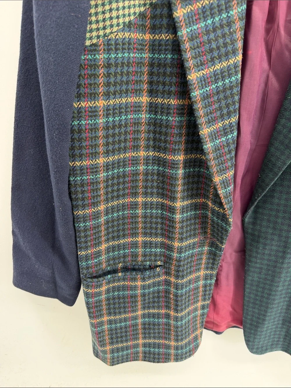 Vintage Melbourne Country wool blend multi plaid houndstooth oversized blazer L